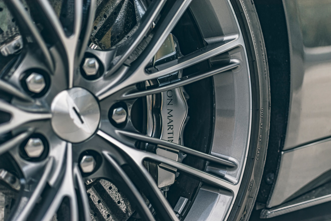 Close-up of a styled vehicle wheel